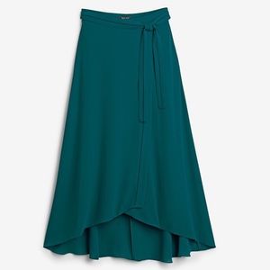 Teal Wrap Midi Skirt